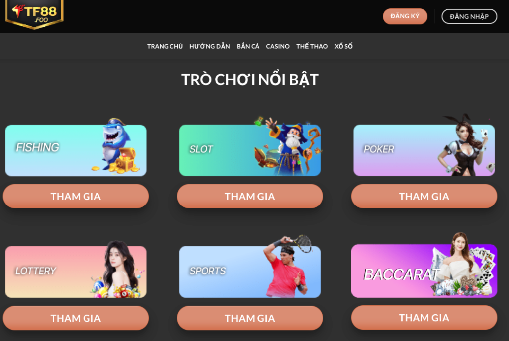 Trò chơi cá cược nổi bật tại TF88