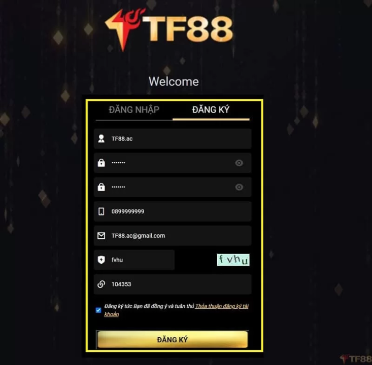 Các bước đăng ký tài khoản TF88 nhanh chóng